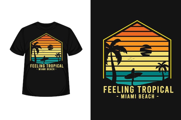 Felling tropical surf miami beach merchandise silhouette  t-shirt design