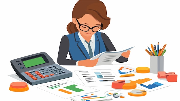 Vector female accountant planning business budget professional financial planning concept