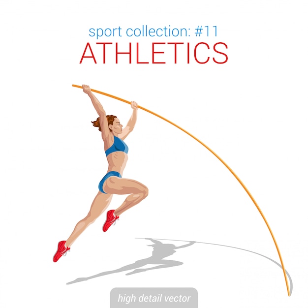 Female athlete pole jump illustration.