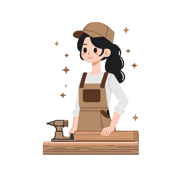 female barista character flat vector design