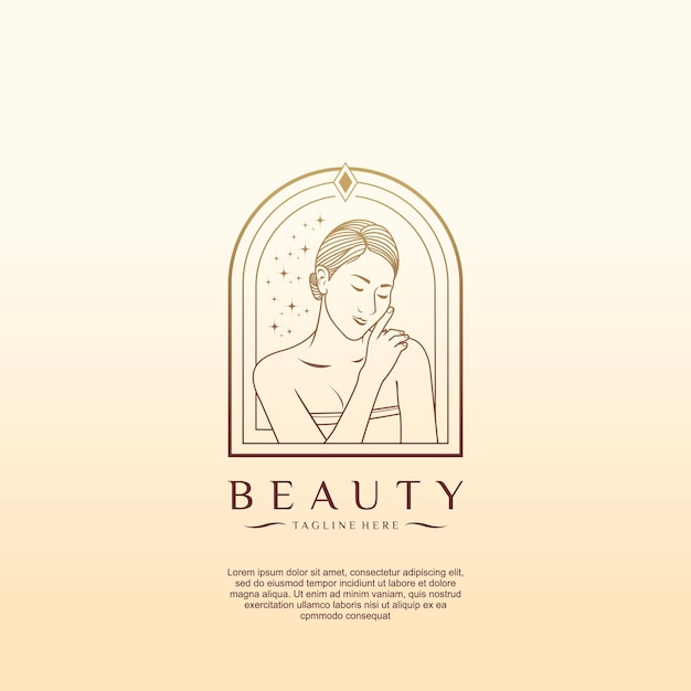 Female beauty and skin care line art design