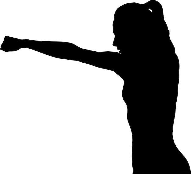 Female boxer punching the air vector silhouette profile silhouette concept black color isolated