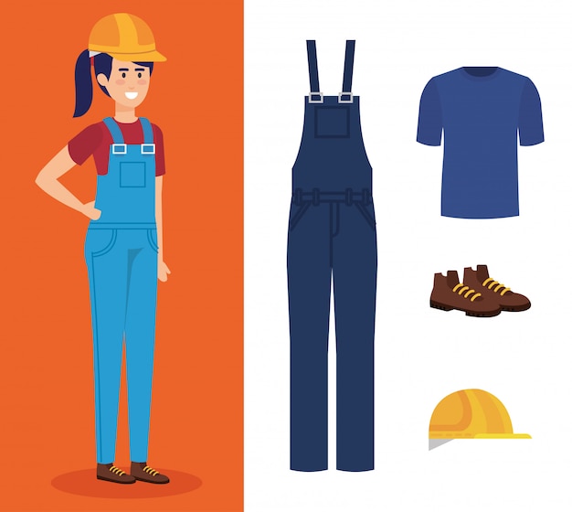 Vector female builder with equipment