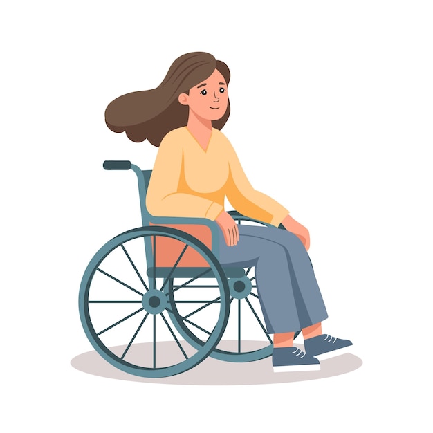 Female character in a wheelchair young woman with disabilities Disability rights concept