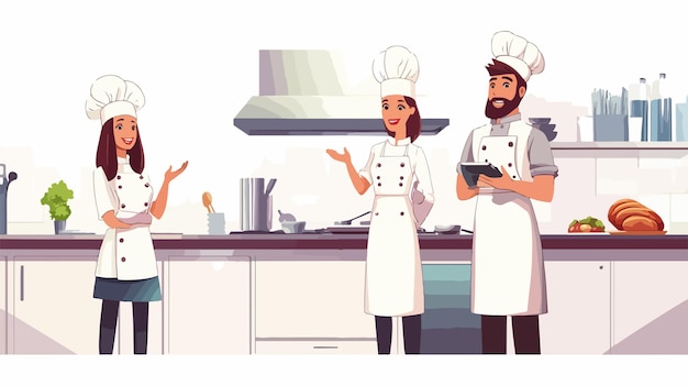 Female Chef Explaining Culinary Techniques to Team in Kitchen