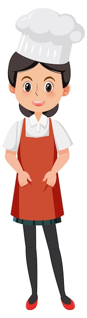 Female chef with red apron