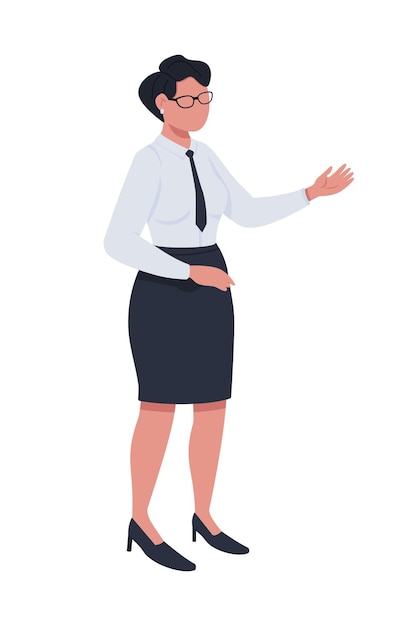 Female civil servant semi flat color vector character Posing figure Full body person on white