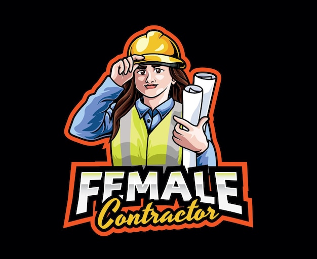 Female Contractor Mascot Logo Design