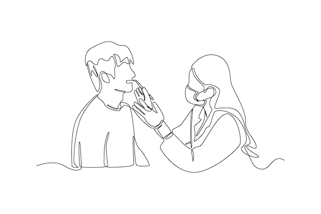 A female dentist is checking the dental health of a patient