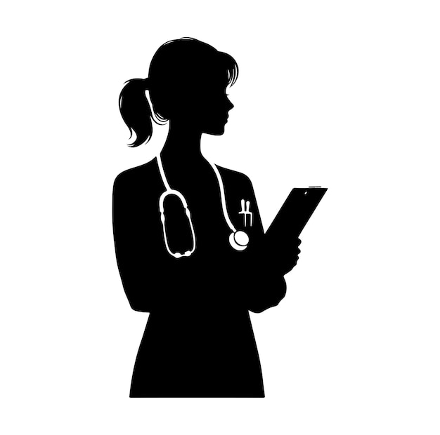 female doctor silhouette illustration set physicians standing in different positions vector