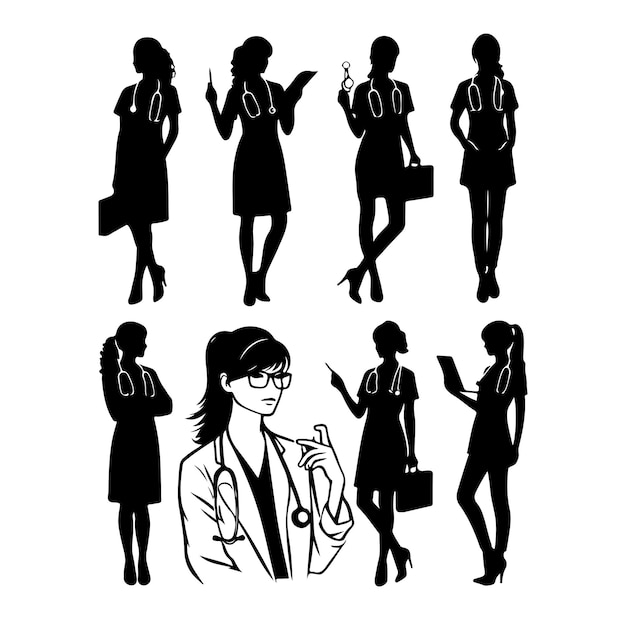 Female doctor silhouette illustration vector