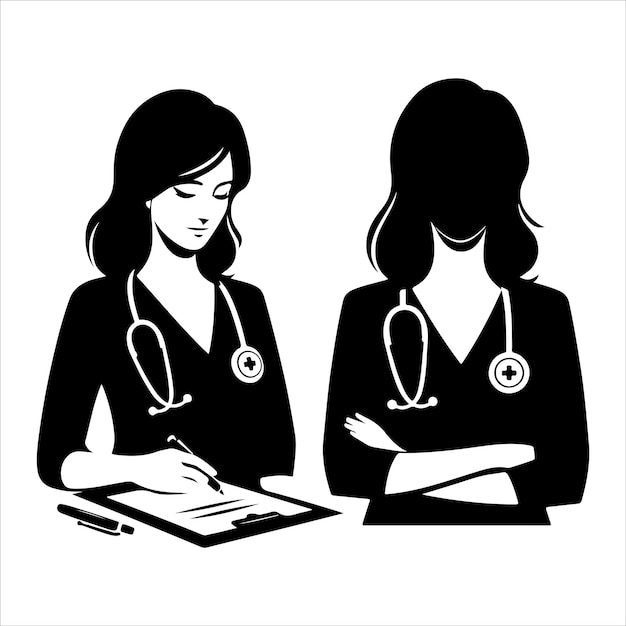 Female doctor silhouette vector female doctor logo illustration