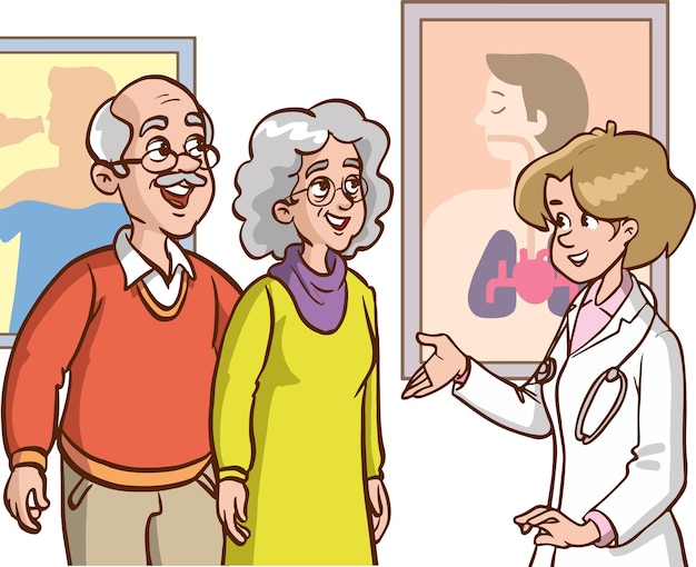 female doctor talking to her patient cartoon vector