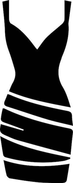 Female Dress vector art illustration black color silhouette 34