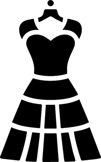 Female Dress vector art illustration black color silhouette 7