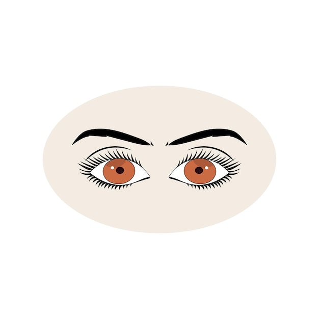 Female eyes icon with eye brows Illustration of womans sexy luxurious eye