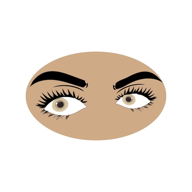 Female eyes icon with eye brows Illustration of womans sexy luxurious eye