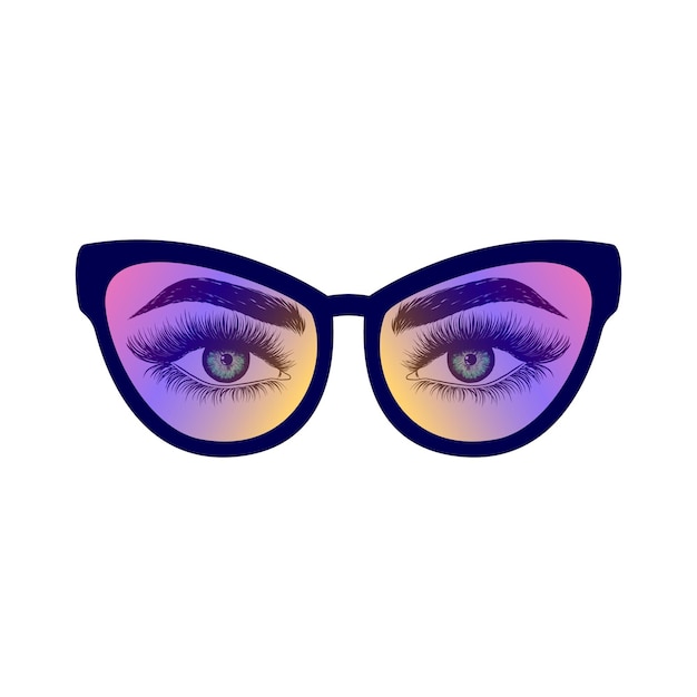 Female eyes with eyeglasses