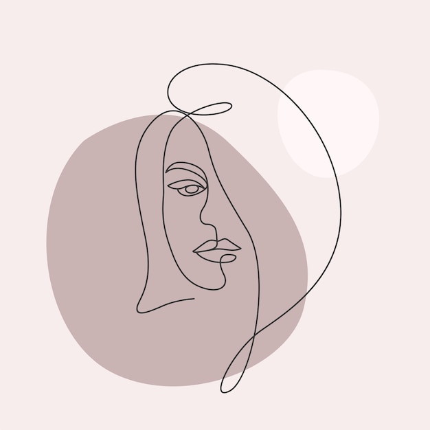 Female Face with line art style