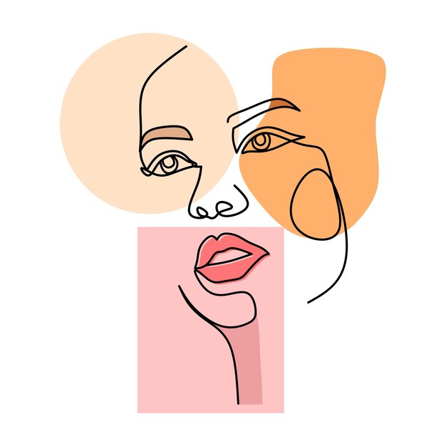 Female face with one line style