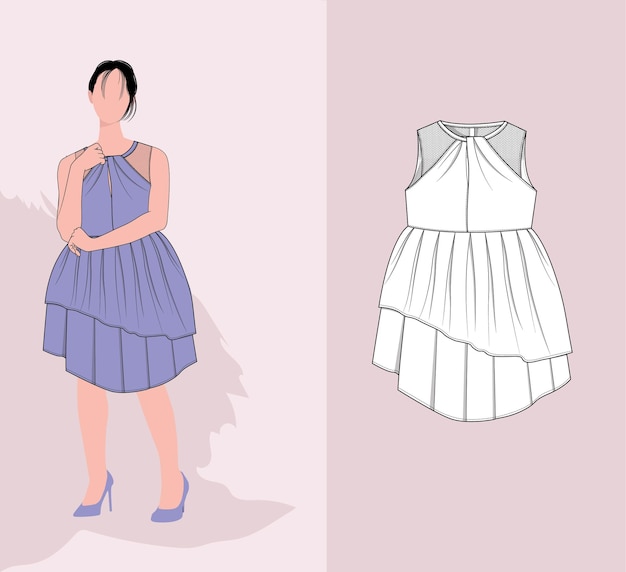 Female Fashion Pose with a dress template