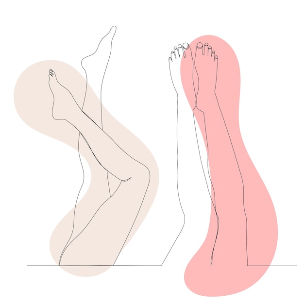 Female feet drawing by one continuous line sketch