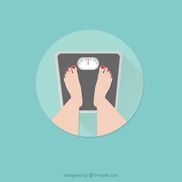 Vector female feet standing on a weight scale