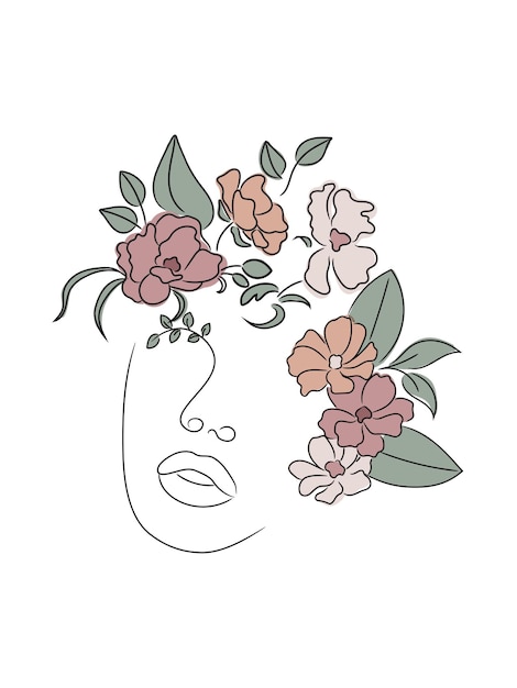 Female floral line drawing