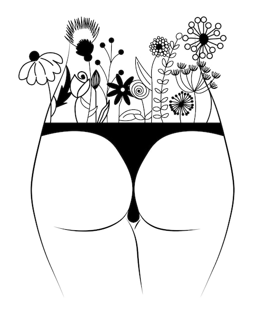 Female flower body floral woman body aesthetic illustration