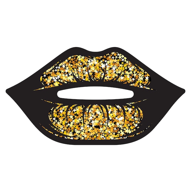 Female gold glitter lips isolated on white background Vector illustration EPS10