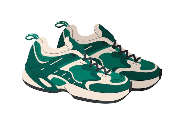 Female green sneakers vector concept