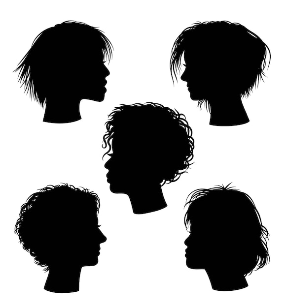 Female hairstyle afro and blonde pack silhouettes