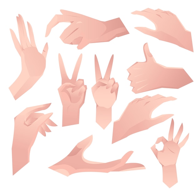 Female hand gestures flat element