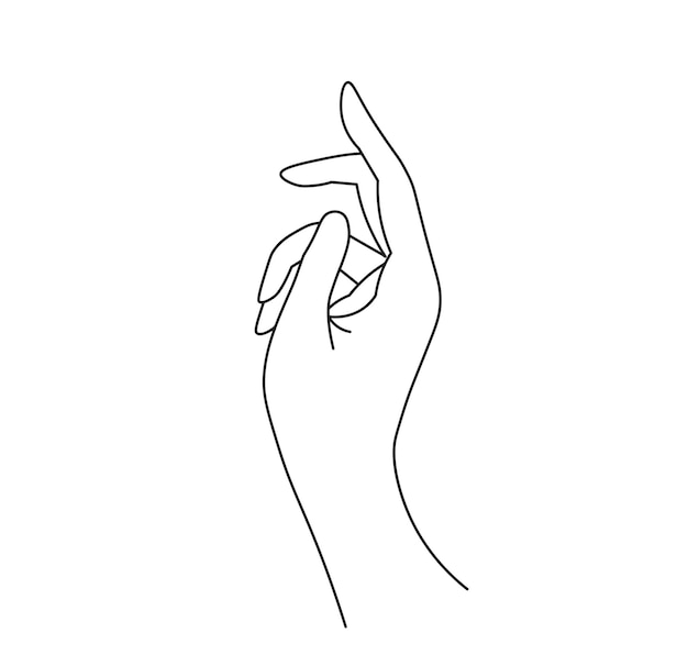 Vector female hand and gestures icons logos emblems signs in a realistic poses elegant thin line