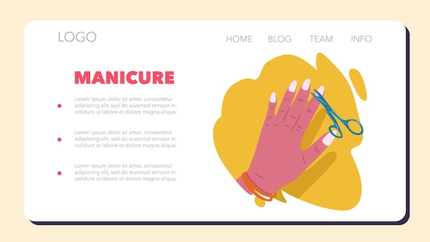 Female hands getting a manicure process web banner or landing page