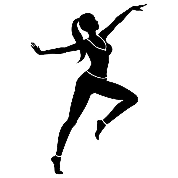 Vector female hiphop dancing figure vector silhouette on a white background 28