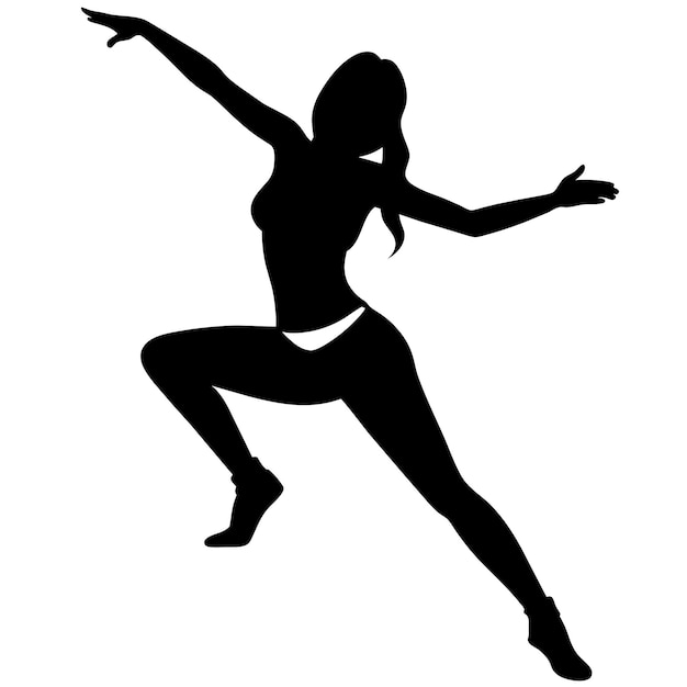 Vector female hiphop dancing figure vector silhouette on a white background 6