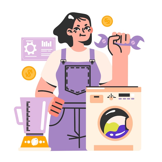 Female home master House appliances maintenance and repair