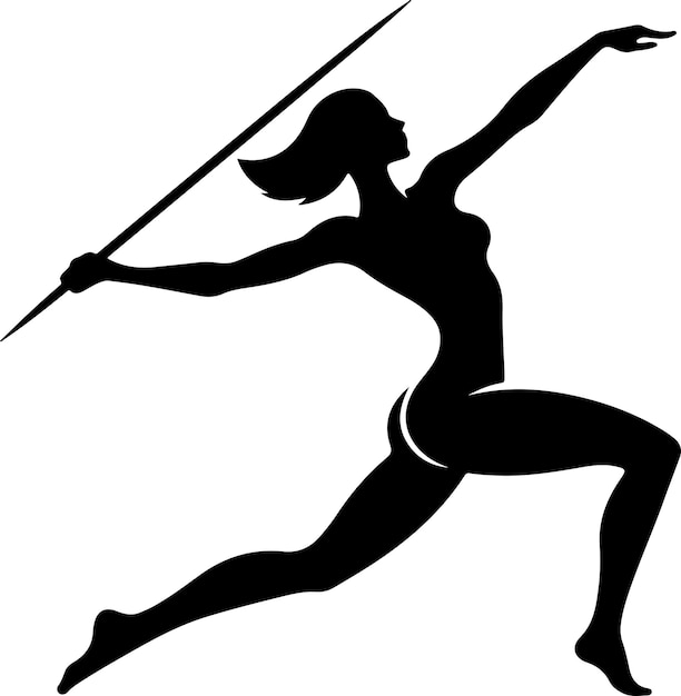 Female Javelin throw athlete vector silhouette black color 8