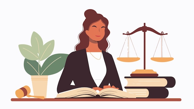 Vector female lawyer flat vector illustration for legal profession concept