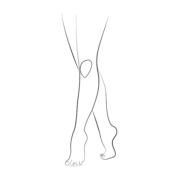 Female legs, line art, one line drawing