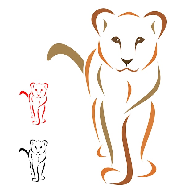 Female lion standing facing - vector