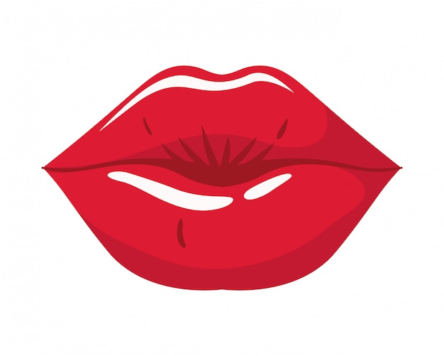 Female lips pop art style isolated icon