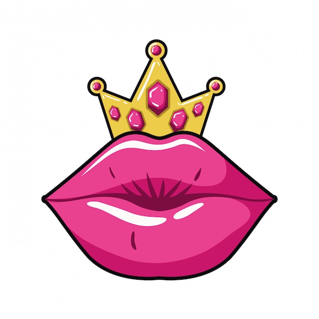 Female lips pop art style isolated icon