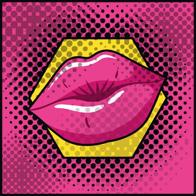 Female lips pop art style