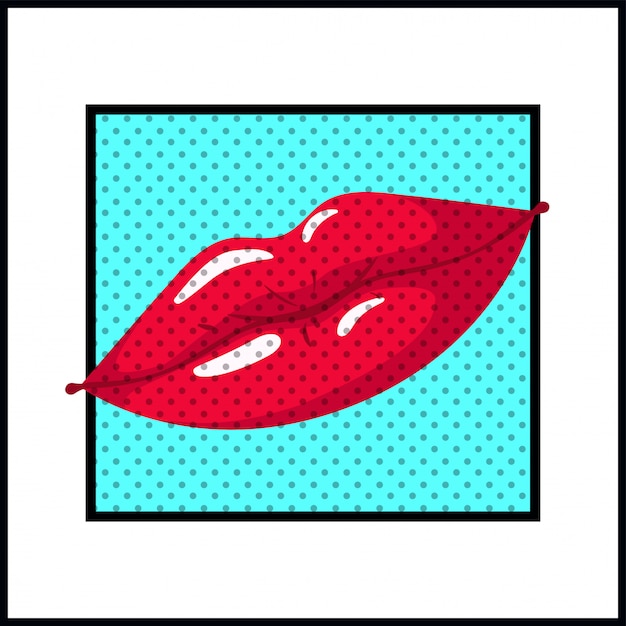 Female lips pop art style