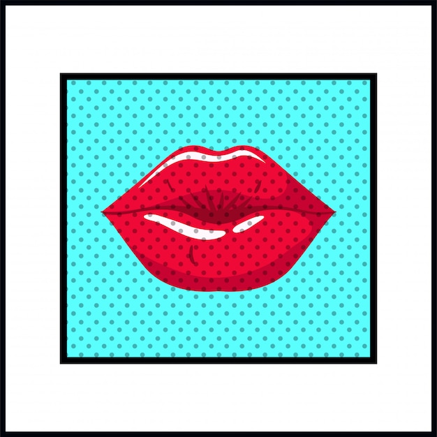 Female lips pop art style