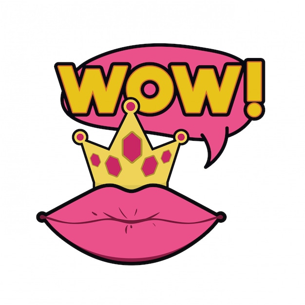 Female lips with speech bubble isolated icon