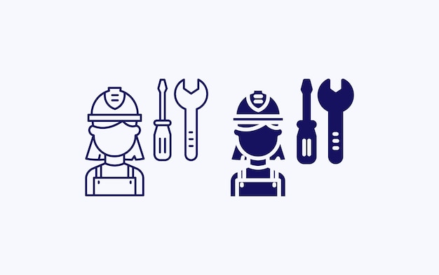 Female mechanic illustration icon