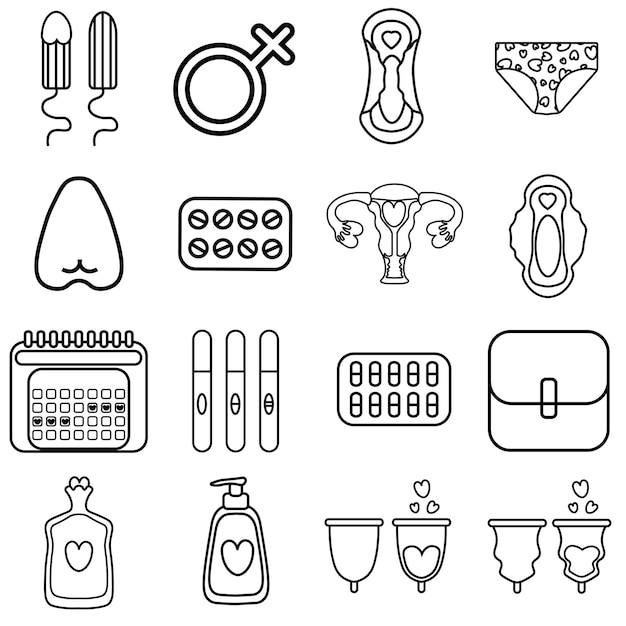 Female menstruation set icons